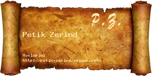 Petik Zerind névjegykártya